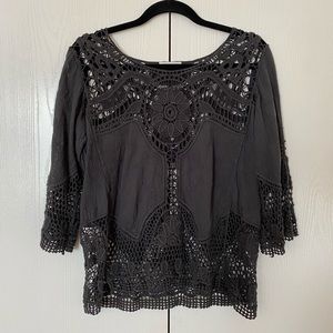 Dark green crochet blouse
